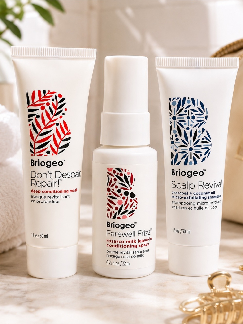 Briogeo Hair Care Travel Set Don't Despair Repair Scalp Revival Farewell Frizz
